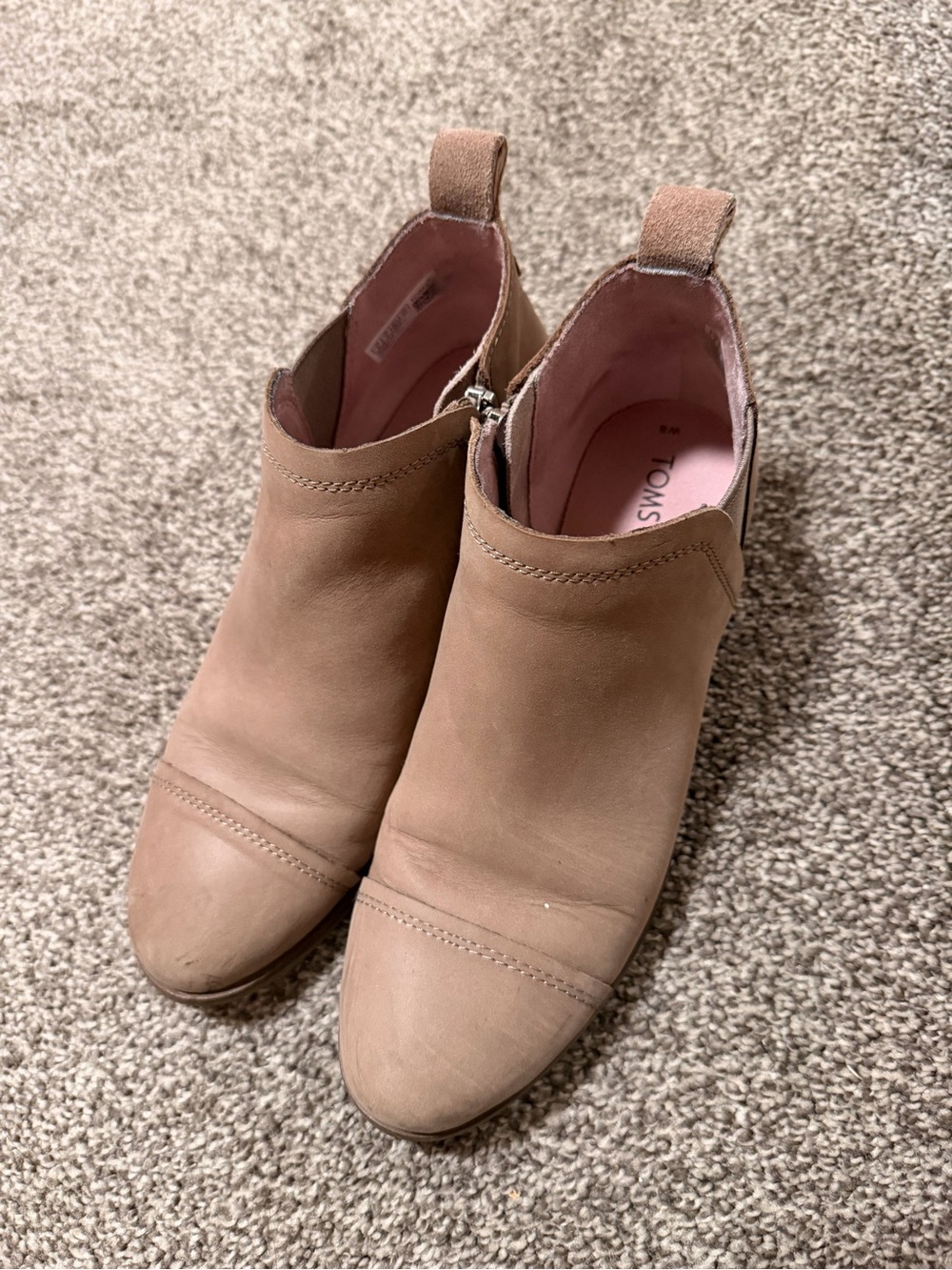TOMS Women's Blush Tan Leather Ankle Booties
